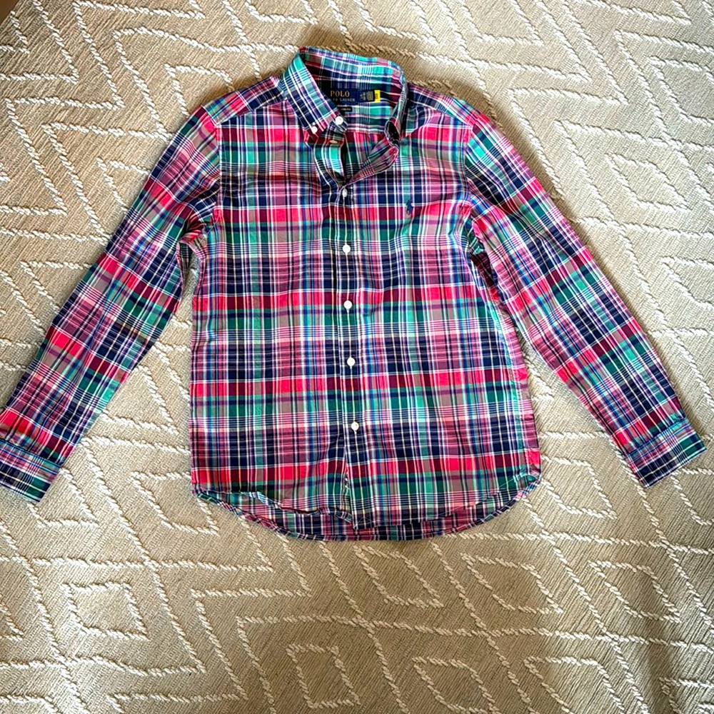 Madras plaid button down